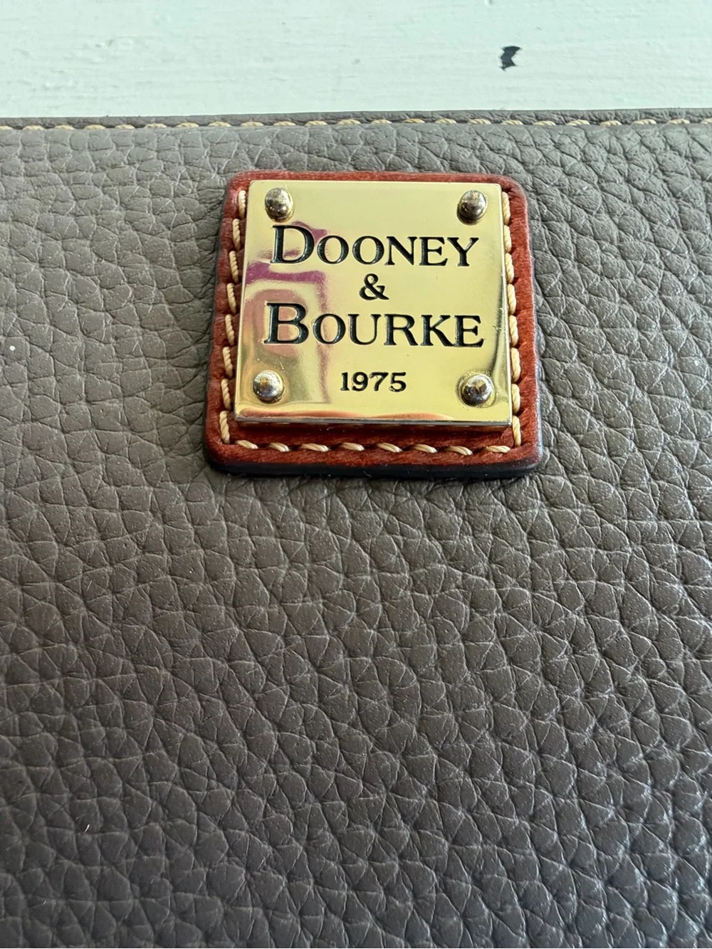 Dooney & Bourke Pebble Grain Leather Zip Around Wristlet Wallet Gray/Taupe